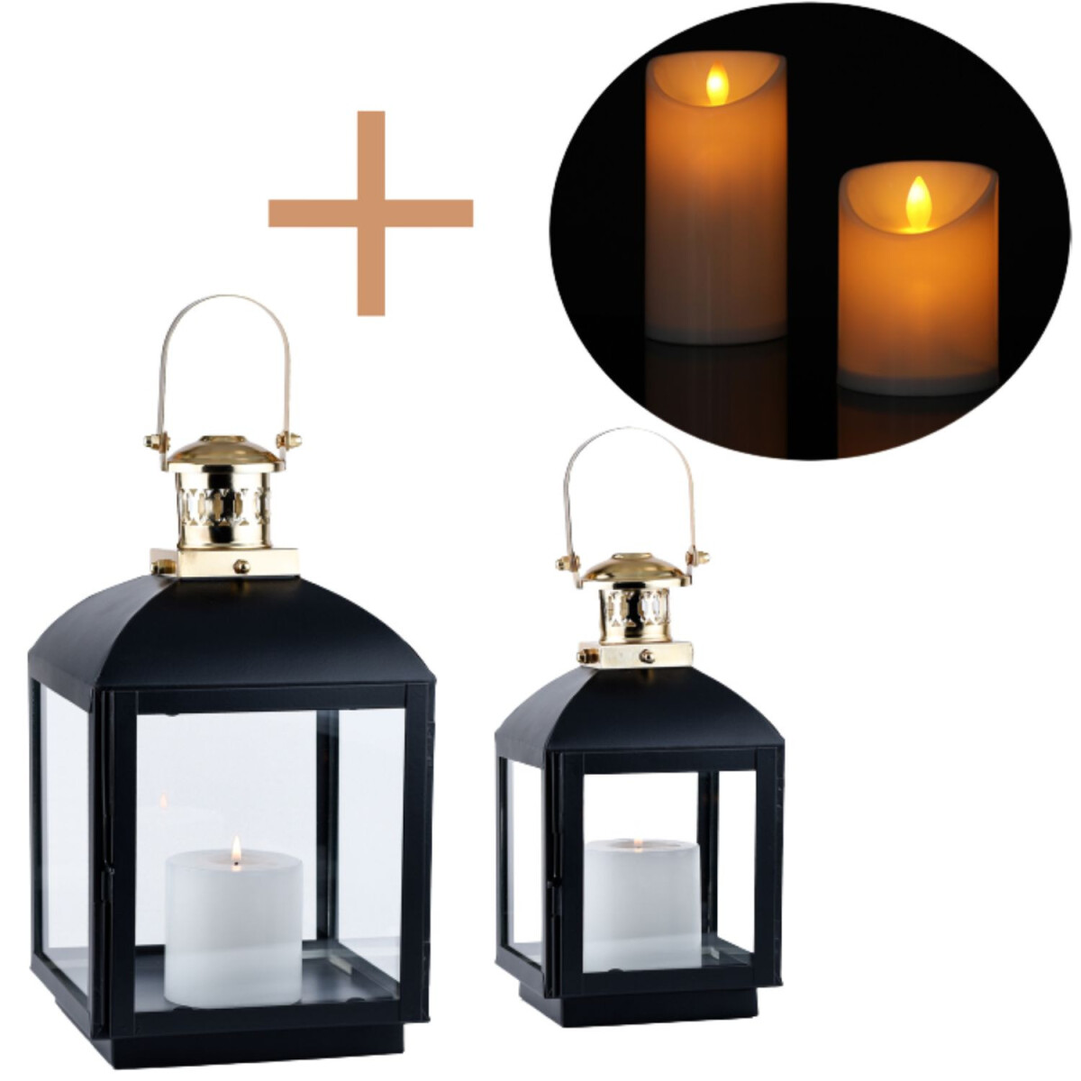 Lot de 2 lanternes de jardin LED de style scandinave pour ba
