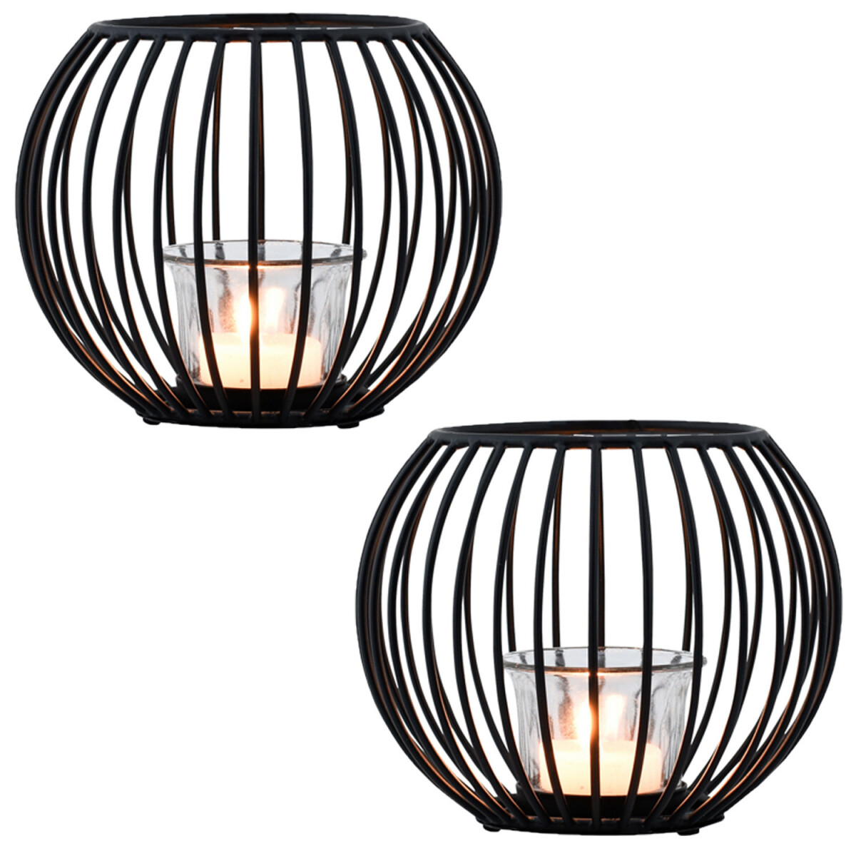 Lot de 2 photophores pour bougies chauffe-plat Spectro, noir