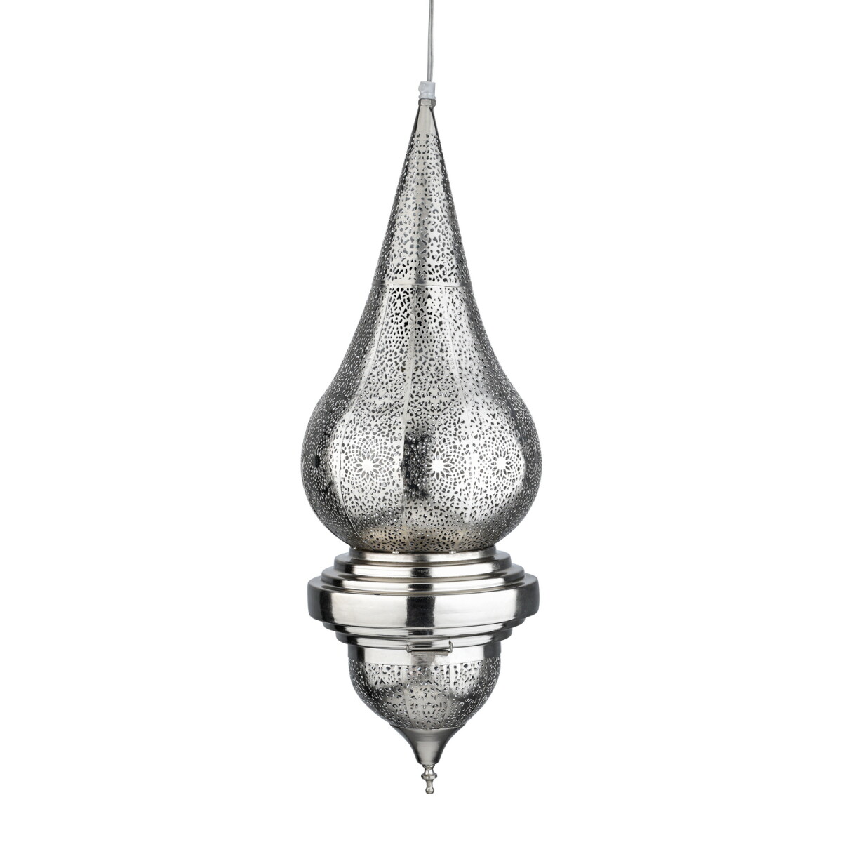Suspension orientale Inanna argentée 66 cm en m&eacut
