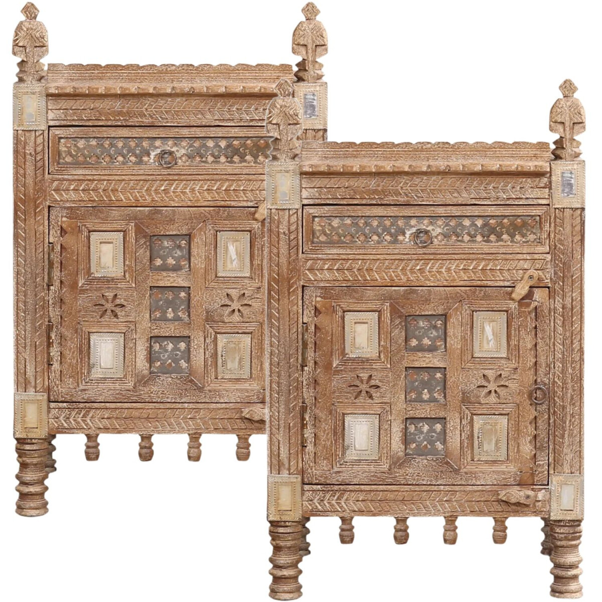 Lot de 2 tables de chevet vintage orient box