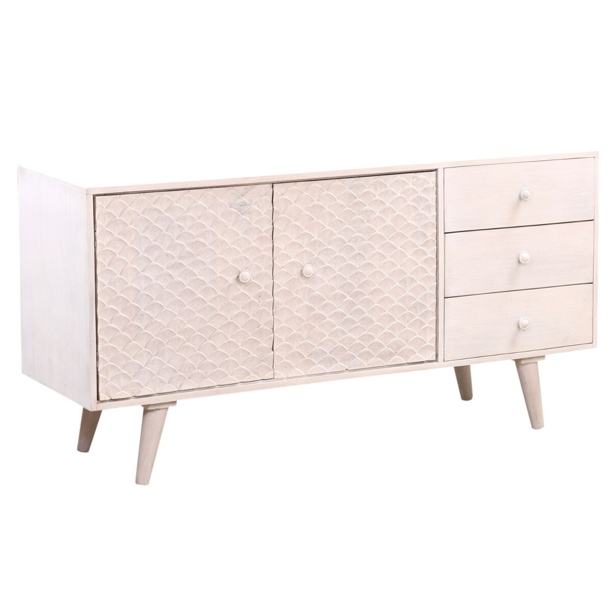 Meuble TV bohème Mathis blanc 145 cm