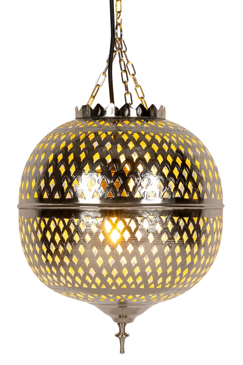 Suspension orientale en laiton Safiye argentée, 30 cm
