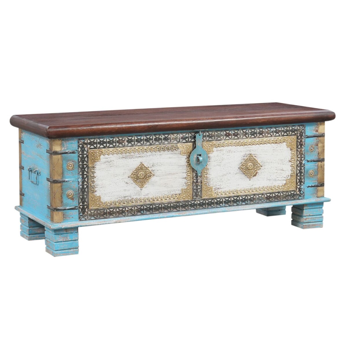 Coffre Cemile en bois massif, style boh& box