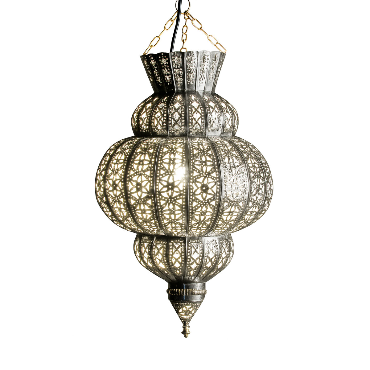 Suspension Harem argentée 50 cm | Lampe orientale fab