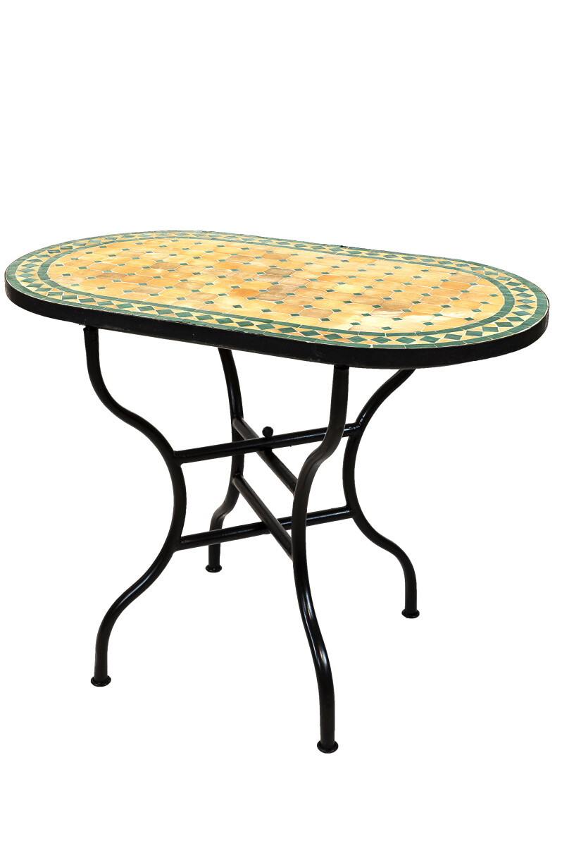 Table en mosaïque marocaine Marrakech beige et vert 100