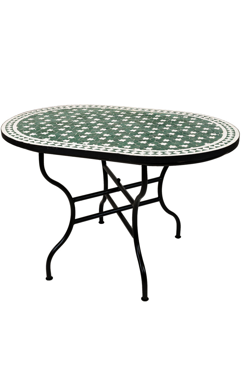 Table en mosaïque marocaine Estrella vert et blanc 120 