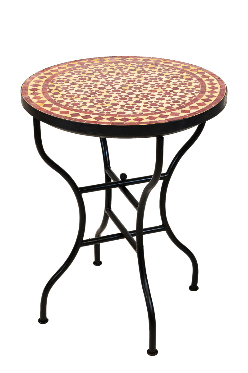 Table en mosaïque marocaine Albaicin beige-bordeaux, &O