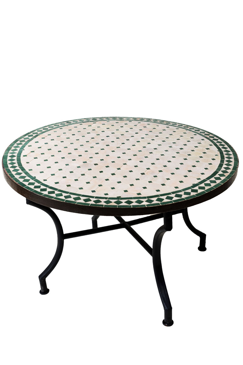 Table en mosaïque marocaine Marrakech, beige et vert, &