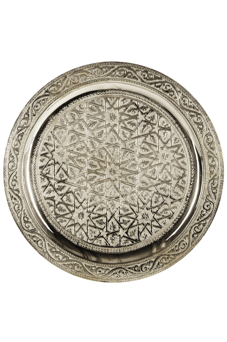 Plateau oriental Mehdia, couleur argent, 30 cm