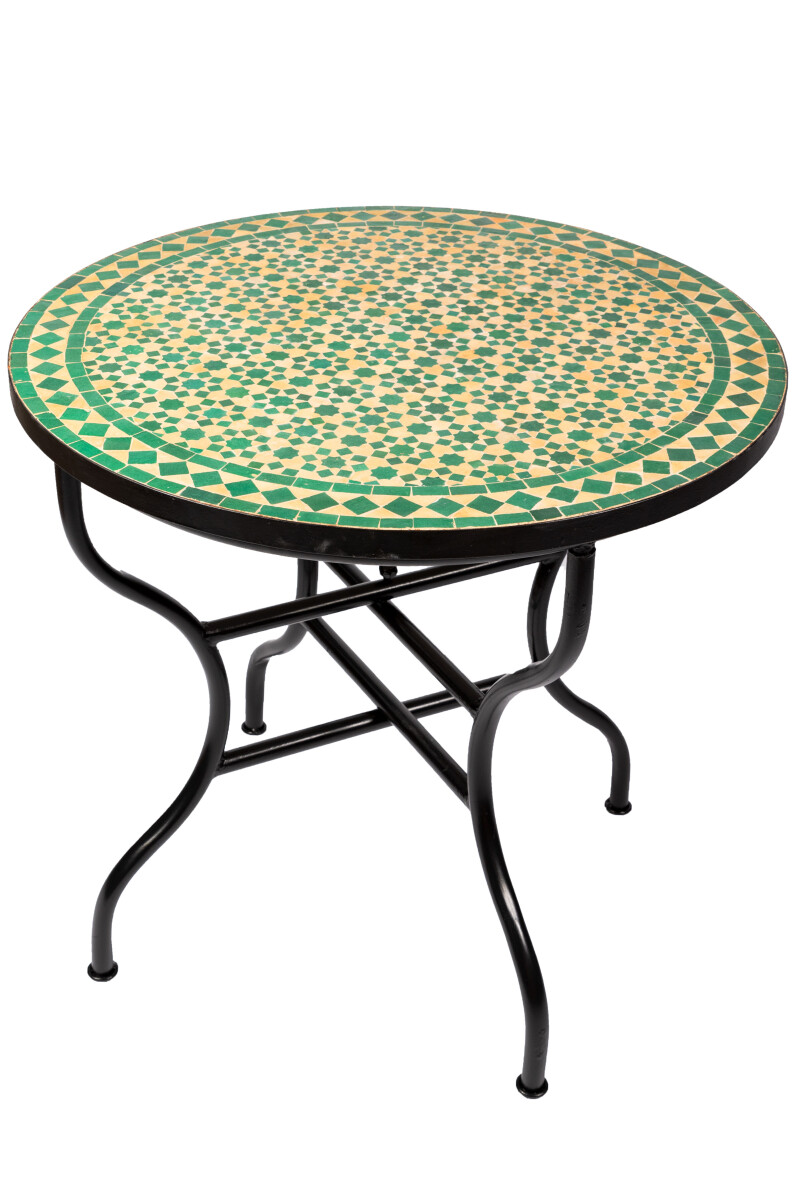Table en mosaïque marocaine Albaicin beige et vert, 80 