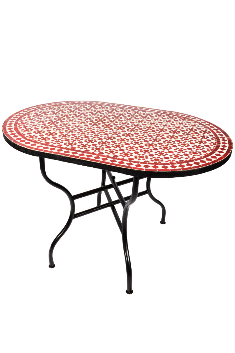Table en mosaïque marocaine Albaicin Blanc Bordeaux 120
