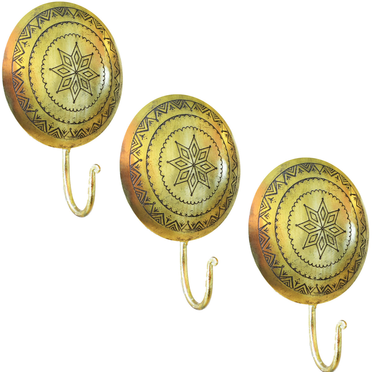 Lot de 3 patères vintage Halis dorées